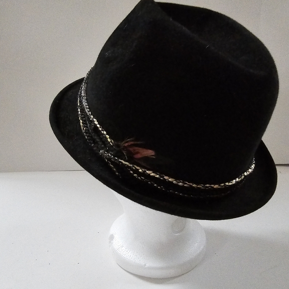 Vintage Mallory felt fedora black hat 1950s-1960s Retro style - Picture 5 of 15